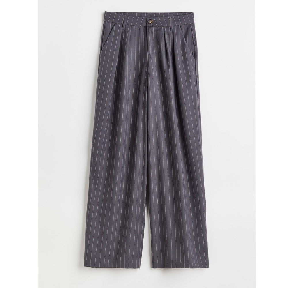 H&M Gray Pinstripe Wide-Leg Pants